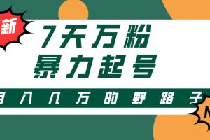 （13047期）3-7天万粉，快手暴力起号，多种变现方式，新手小白秒上手，单月变现几…网赚项目-副业赚钱-互联网创业-资源整合三网合壹|项目站