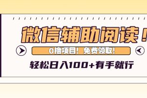 (13034期)微信辅助阅读,日入100+,0撸免费领取。网赚项目-副业赚钱-互联网创业-资源整合三网合壹|项目站