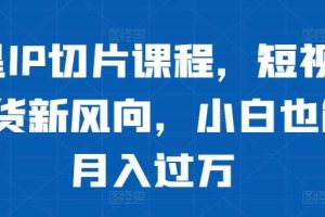 明星IP切片课程,短视频带货新风向,小白也能月入过万网赚项目-副业赚钱-互联网创业-资源整合三网合壹|项目站