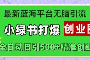 最新蓝海平台无脑引流,小绿书打爆创业圈,全自动日引500+精准创业粉网赚项目-副业赚钱-互联网创业-资源整合三网合壹|项目站