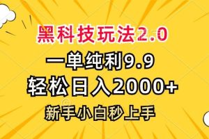 （13099期）黑科技玩法2.0，一单9.9，轻松日入2000+，新手小白秒上手网赚项目-副业赚钱-互联网创业-资源整合三网合壹|项目站