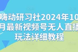嗨动研习社2024年10月最新视频号无人直播玩法详细教程网赚项目-副业赚钱-互联网创业-资源整合三网合壹|项目站