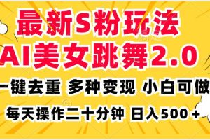 (13119期)最新S粉玩法,AI美女跳舞,项目简单,多种变现方式,小白可做,日入500…网赚项目-副业赚钱-互联网创业-资源整合三网合壹|项目站