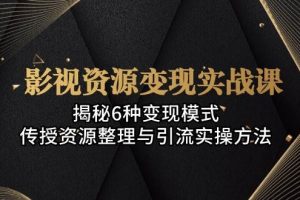 影视资源变现实战课:揭秘6种变现模式,传授资源整理与引流实操方法网赚项目-副业赚钱-互联网创业-资源整合三网合壹|项目站