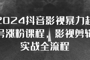 2024抖音影视暴力起号涨粉课程，影视剪辑搬运实战全流程网赚项目-副业赚钱-互联网创业-资源整合三网合壹|项目站