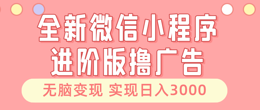 (13197期)全新微信小程序进阶版撸广告 无脑变现睡后也有收入 日入3000+网赚项目-副业赚钱-互联网创业-资源整合三网合壹|项目站