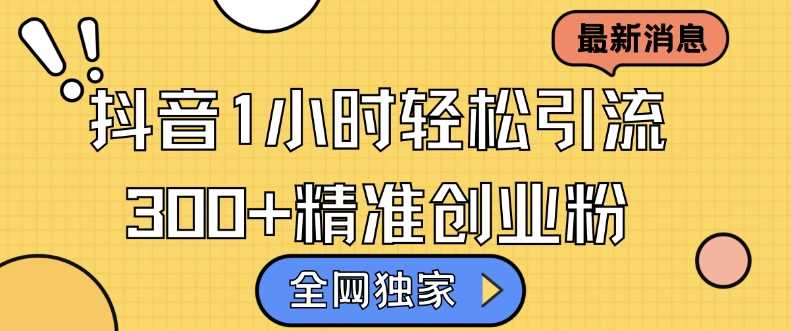20241112020543-6732b7f725139.jpg 全网独家抖音引流,轻松日引300+精准创业粉【揭秘】
