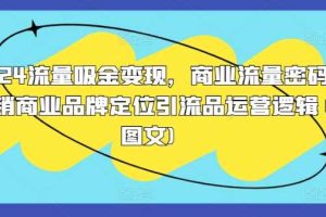 2024流量吸金变现,商业流量密码营销商业品牌定位引流品运营逻辑(图文)网赚项目-副业赚钱-互联网创业-资源整合三网合壹|项目站