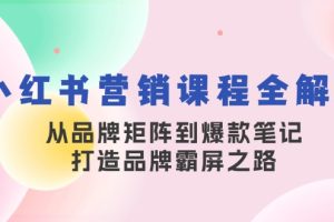 (13017期)小红书营销课程全解析,从品牌矩阵到爆款笔记,打造品牌霸屏之路网赚项目-副业赚钱-互联网创业-资源整合三网合壹|项目站