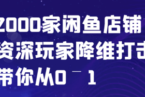 闲鱼已经饱和?纯扯淡!2000家闲鱼店铺资深玩家降维打击带你从0–1网赚项目-副业赚钱-互联网创业-资源整合三网合壹|项目站