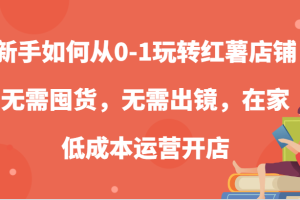 新手如何从0-1玩转红薯店铺,无需囤货,无需出镜,在家低成本运营开店网赚项目-副业赚钱-互联网创业-资源整合三网合壹|项目站