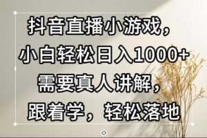 (13075期)抖音直播小游戏,小白轻松日入1000+需要真人讲解,跟着学,轻松落地网赚项目-副业赚钱-互联网创业-资源整合三网合壹|项目站