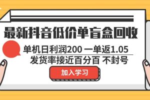 (13092期)最新抖音低价单盲盒回收 一单1.05 单机日利润200 纯绿色不封号网赚项目-副业赚钱-互联网创业-资源整合三网合壹|项目站