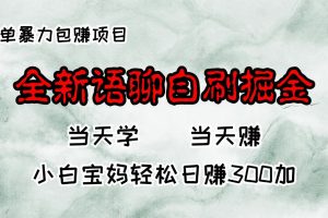 (13083期)全新语聊自刷掘金项目,当天见收益,小白宝妈每日轻松包赚300+网赚项目-副业赚钱-互联网创业-资源整合三网合壹|项目站