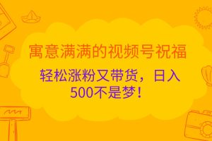 寓意满满的视频号祝福,轻松涨粉又带货,日入500不是梦!网赚项目-副业赚钱-互联网创业-资源整合三网合壹|项目站