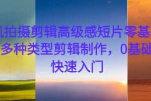 手机拍摄剪辑高级感短片零基础教学,多种类型剪辑制作,0基础学员快速入门网赚项目-副业赚钱-互联网创业-资源整合三网合壹|项目站