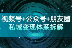 (13174期)视频号+公众号+朋友圈私域变现体系拆解,全体平台流量枯竭下的应对策略网赚项目-副业赚钱-互联网创业-资源整合三网合壹|项目站
