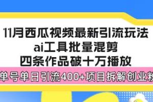 (13245期)西瓜视频最新玩法,全新蓝海赛道,简单好上手,单号单日轻松引流400+创…网赚项目-副业赚钱-互联网创业-资源整合三网合壹|项目站