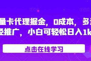 流量卡代理掘金,0成本,多途径推广,小白可轻松日入1k网赚项目-副业赚钱-互联网创业-资源整合三网合壹|项目站