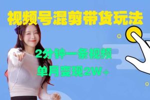 视频号混剪玩法,2分钟一条视频,单月变现2W+【揭秘】网赚项目-副业赚钱-互联网创业-资源整合三网合壹|项目站