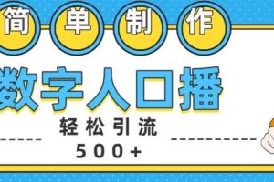简单制作数字人口播轻松引流500+精准创业粉【揭秘】网赚项目-副业赚钱-互联网创业-资源整合三网合壹|项目站