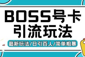 Boss直聘流量卡引流变现玩法,日引200+创业粉【揭秘】网赚项目-副业赚钱-互联网创业-资源整合三网合壹|项目站