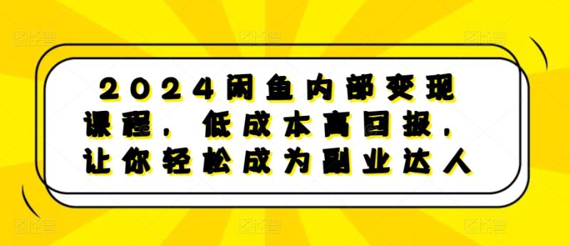 2024闲鱼内部变现课程,低成本高回报,让你轻松成为副业达人网赚项目-副业赚钱-互联网创业-资源整合三网合壹|项目站
