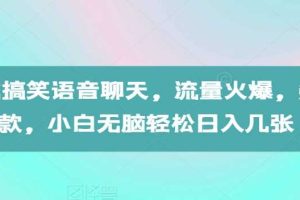 AI生成搞笑语音聊天,流量火爆,条条爆款,小白无脑轻松日入几张【揭秘】网赚项目-副业赚钱-互联网创业-资源整合三网合壹|项目站